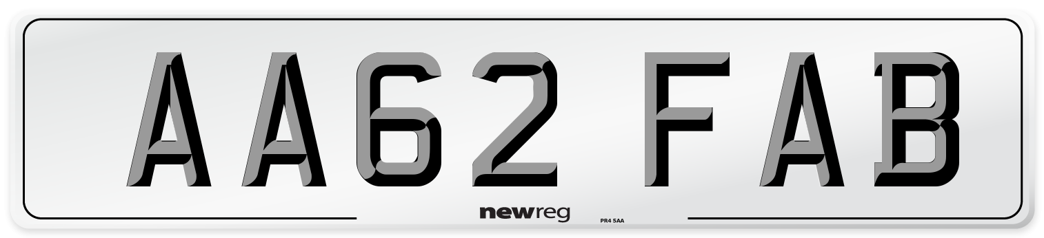 AA62 FAB Number Plate from New Reg